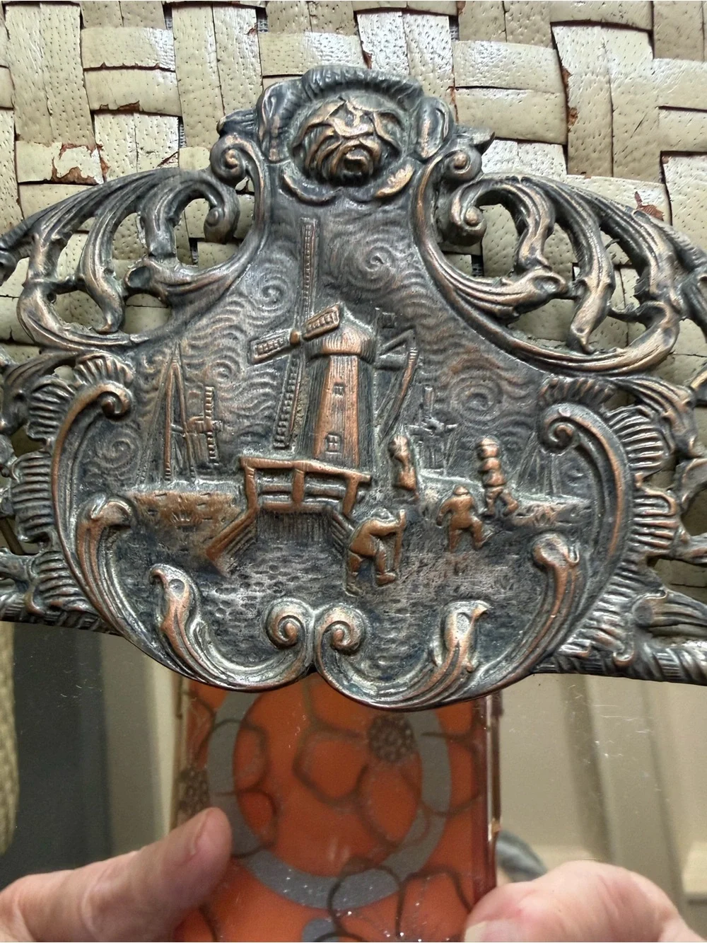 Ornate Antique Frame Copper Wash Art Bronze Decorative Wall Mirror